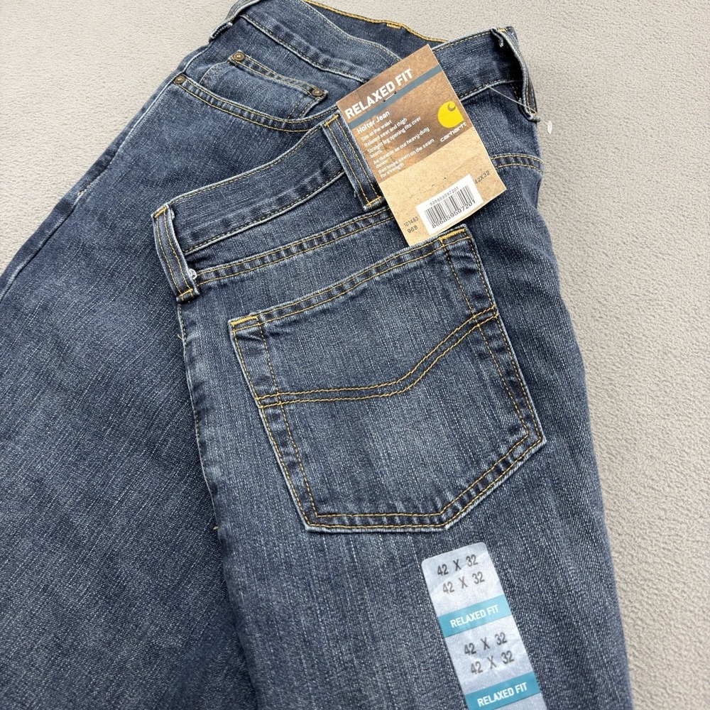 Carhartt Holter Relaxed Fit Jeans Mens 42X32 Straight Leg Blue Denim 5-Pocket